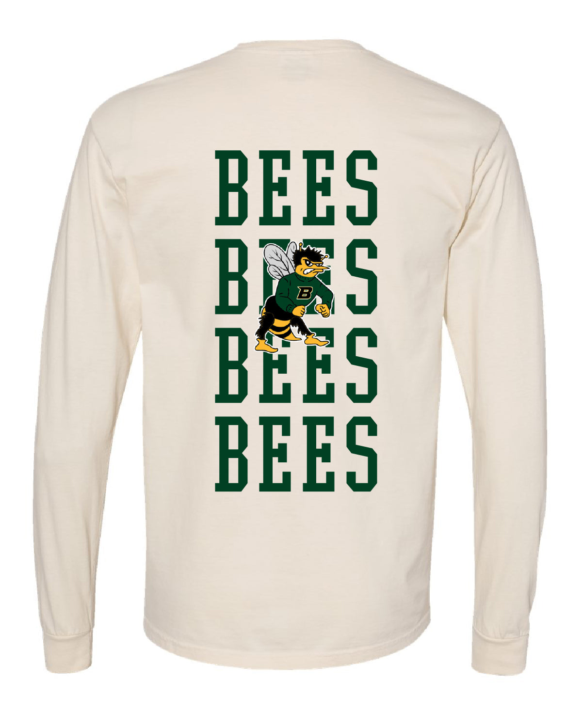 Bonneville High School x VAST Apparel - Long Sleeve Comfort Colors Tee - Bonneville Pocket Front / BEES (Repeating) Back (Copy)