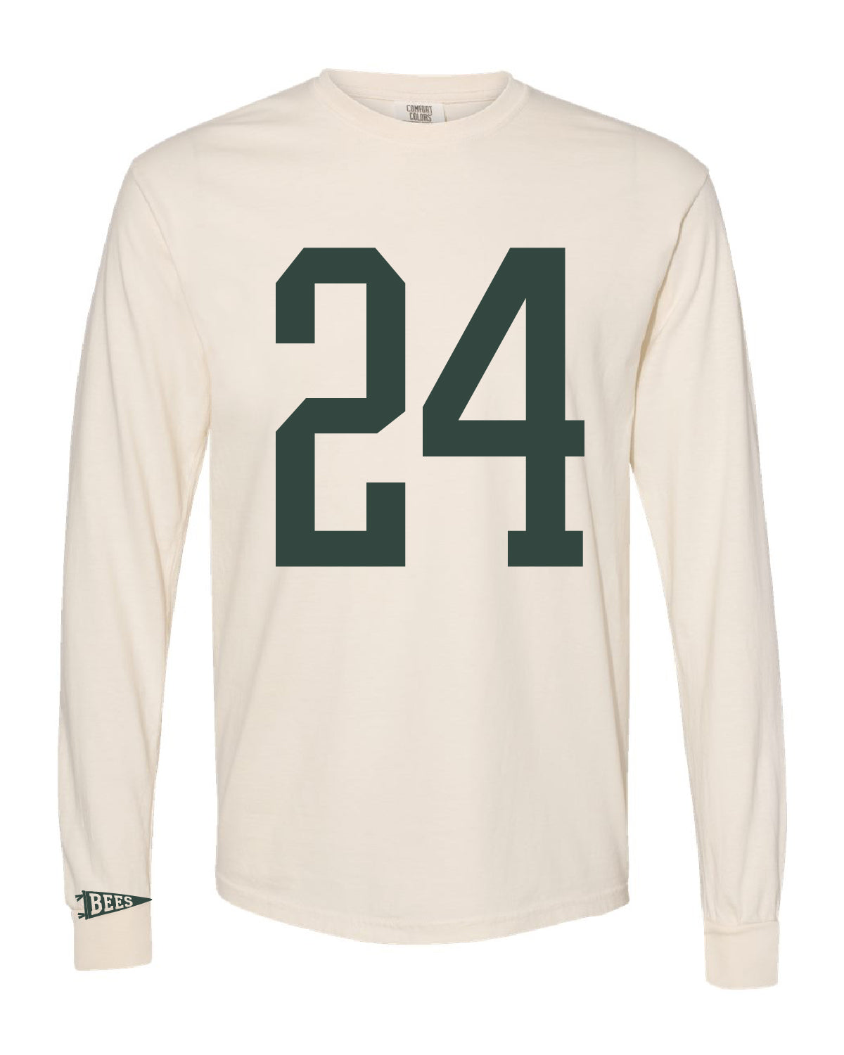 Bonneville High School x VAST Apparel - Long Sleeve Comfort Colors Tee - Custom Number Front - Bees Pennant Flag Sleeve (Copy)