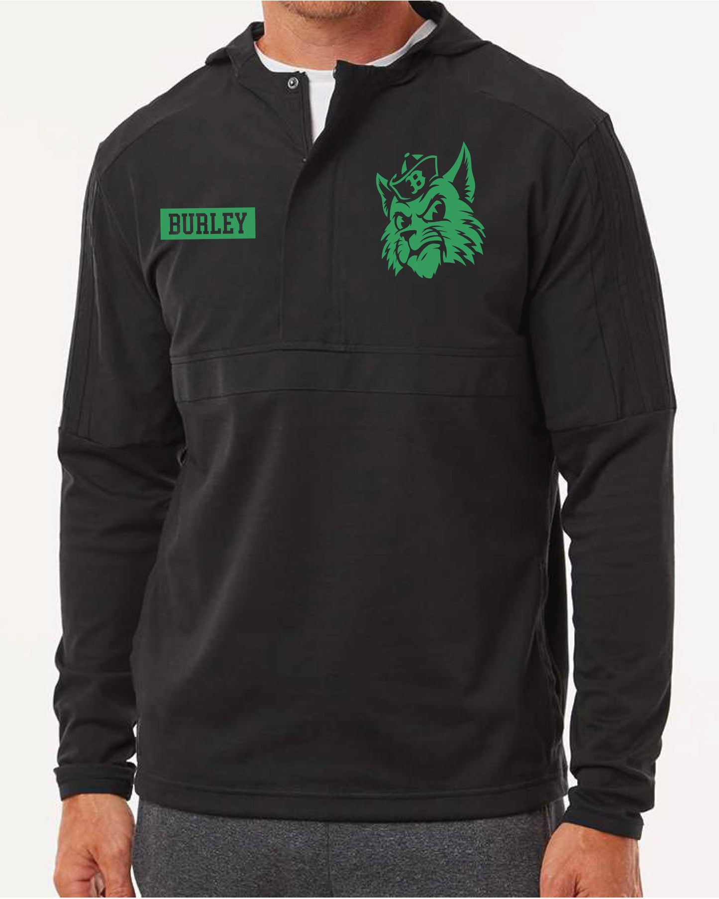 Burley High School Baseball - Adidas Men's Half-Zip Hooded Anorak