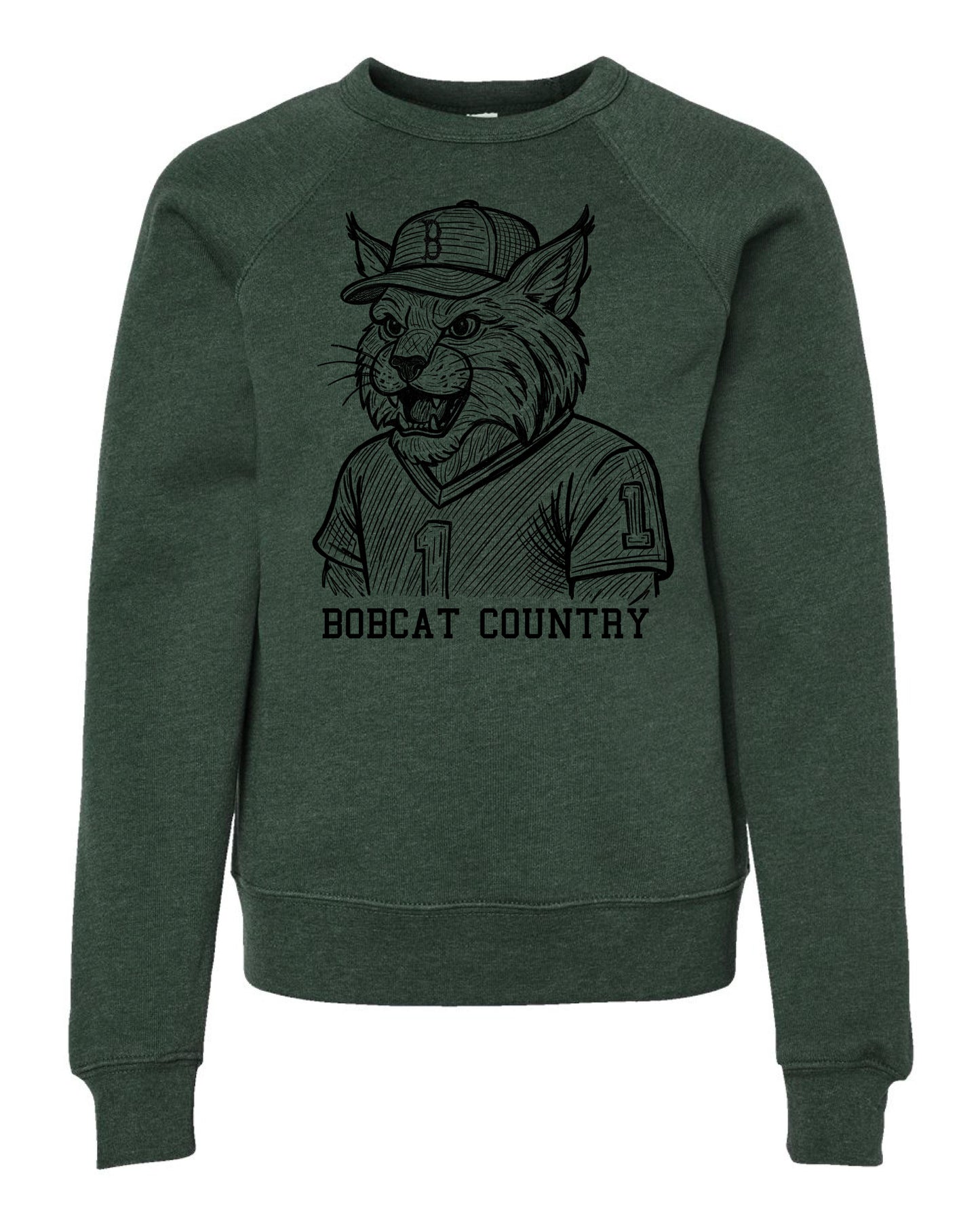 Burley High School - Youth Sponge Fleece Crewneck Sweatshirt - Heather Forest