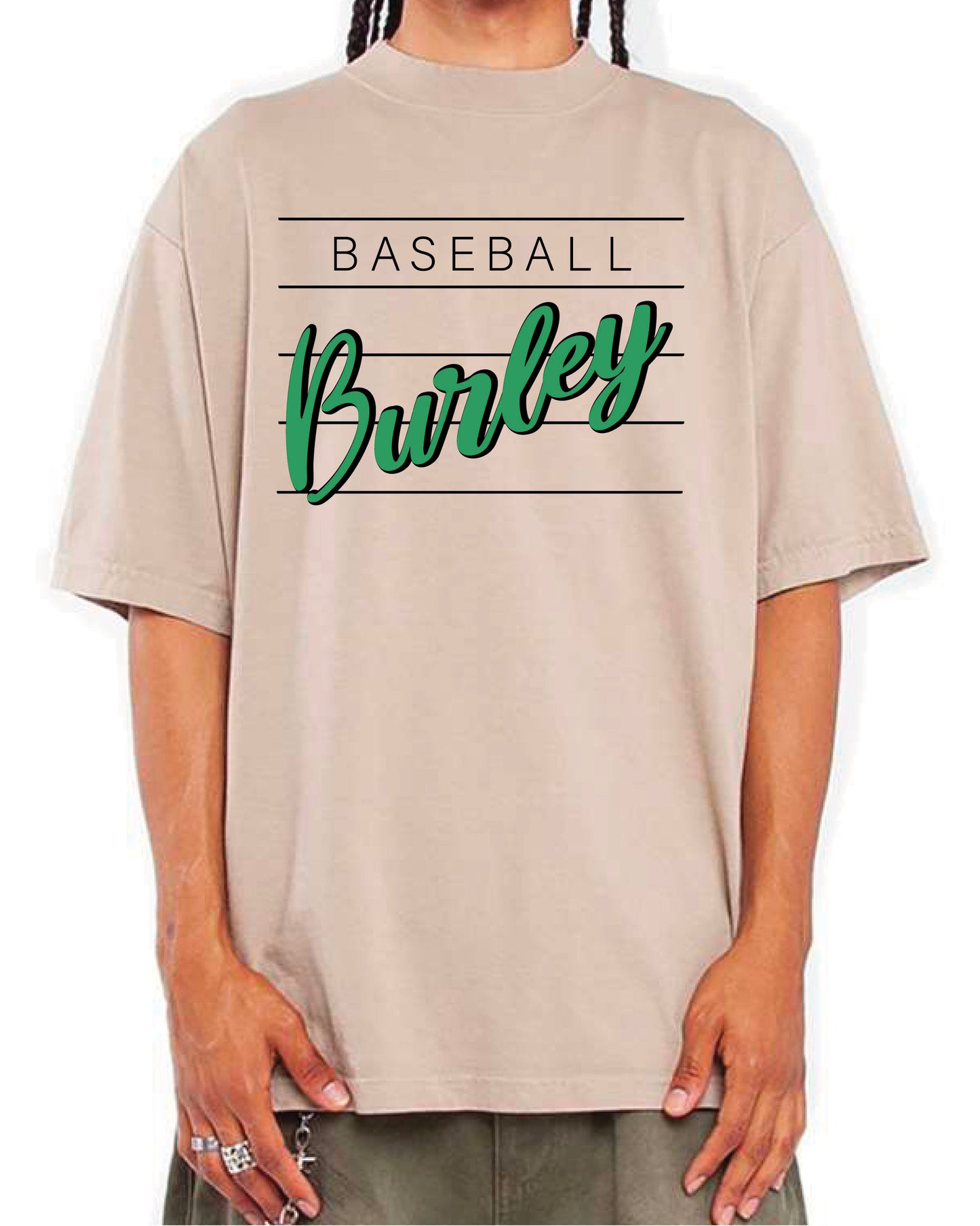 Burley High School Baseball - Shaka Wear - Unisex Max Heavyweight Garment-Dyed T-Shirt - Oatmeal