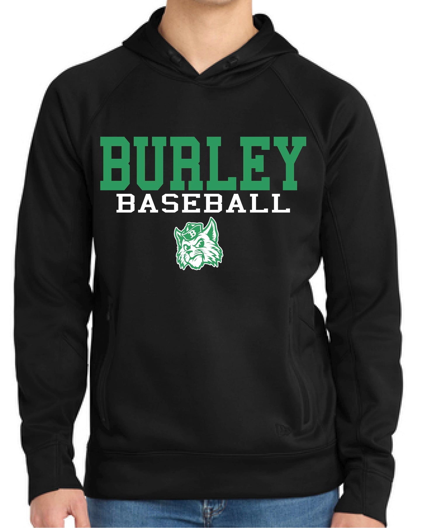 Burley High School Baseball - Bobcat Logo - New Era® Venue Fleece Pullover Hoodie