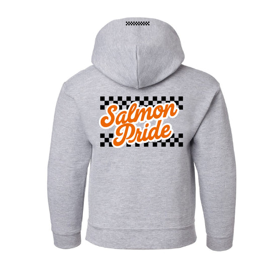 Salmon Pride (cursive) Checkers - Youth SPORT GREY Hoodies