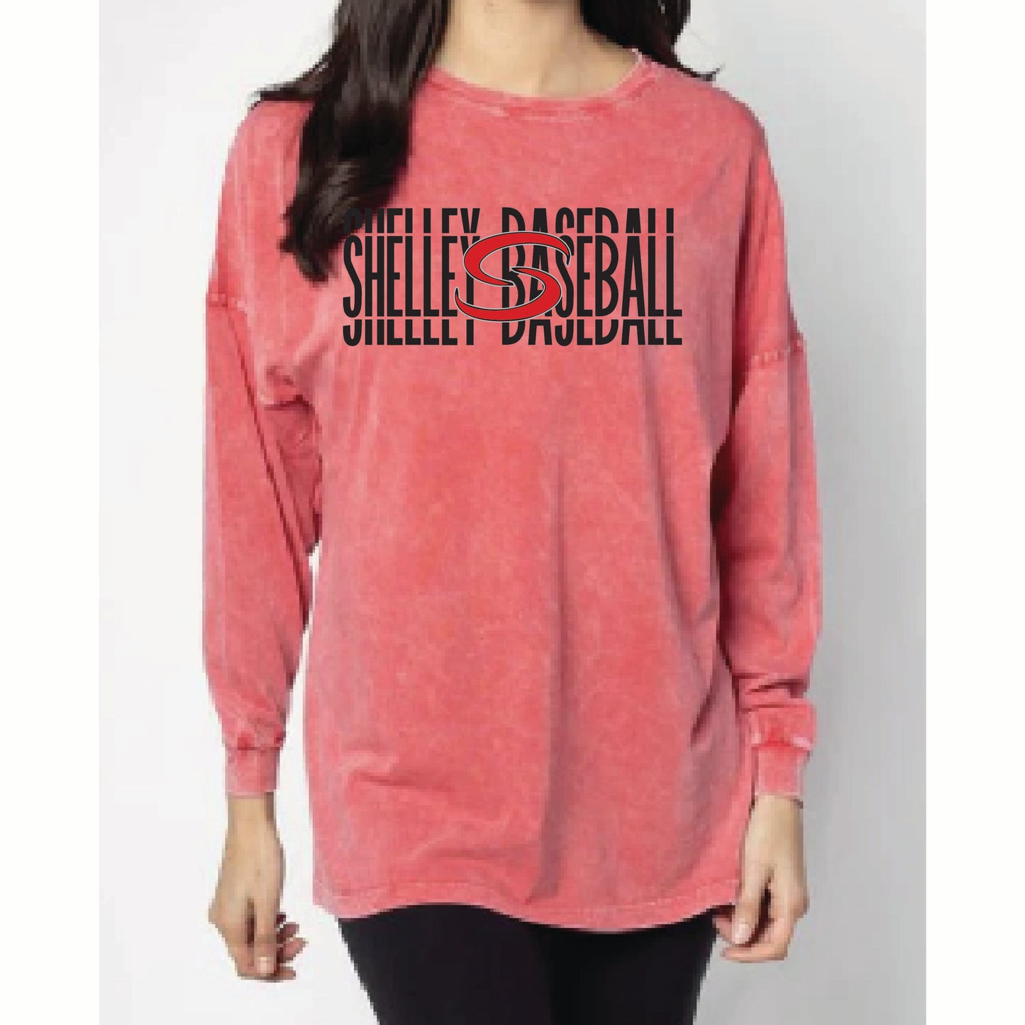 Shelley High School Baseball - Stacked - Red Chick a Dee Long Sleeve