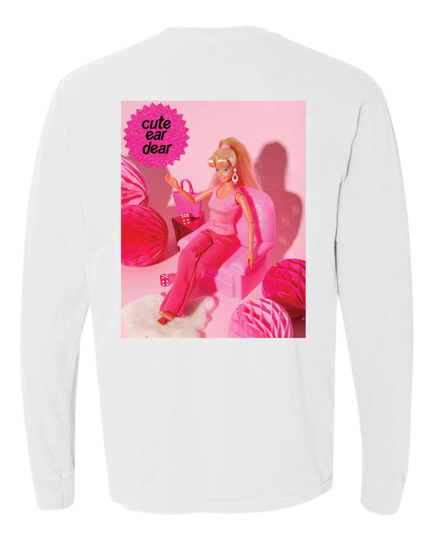 Drop Piercing - Cute Ear Dear (Barbie) - Long Sleeve Comfort Colors Tee