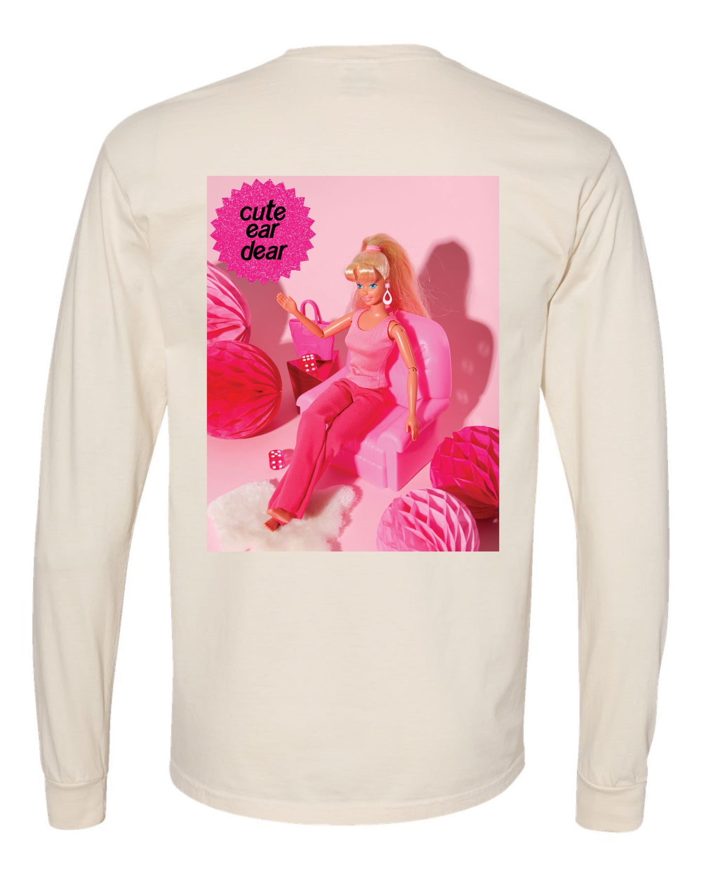 Drop Piercing - Cute Ear Dear (Barbie) - Long Sleeve Comfort Colors Tee