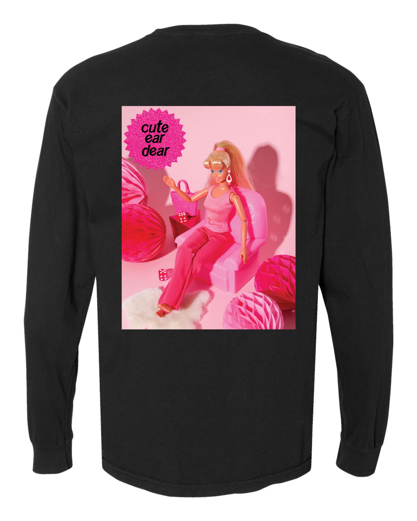 Drop Piercing - Cute Ear Dear (Barbie) - Long Sleeve Comfort Colors Tee