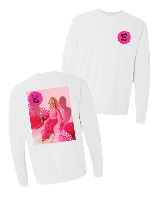 Drop Piercing - Cute Ear Dear (Barbie) - Long Sleeve Comfort Colors Tee