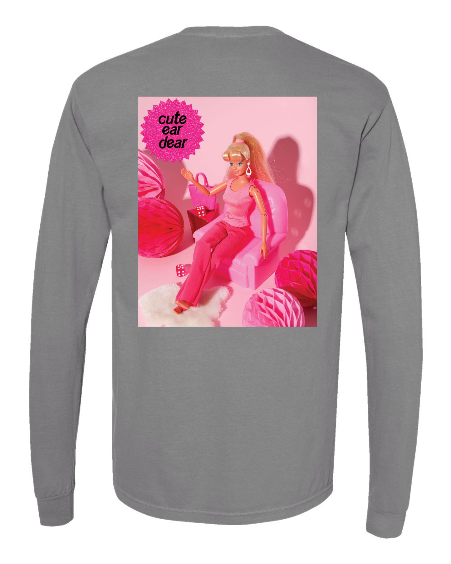 Drop Piercing - Cute Ear Dear (Barbie) - Long Sleeve Comfort Colors Tee
