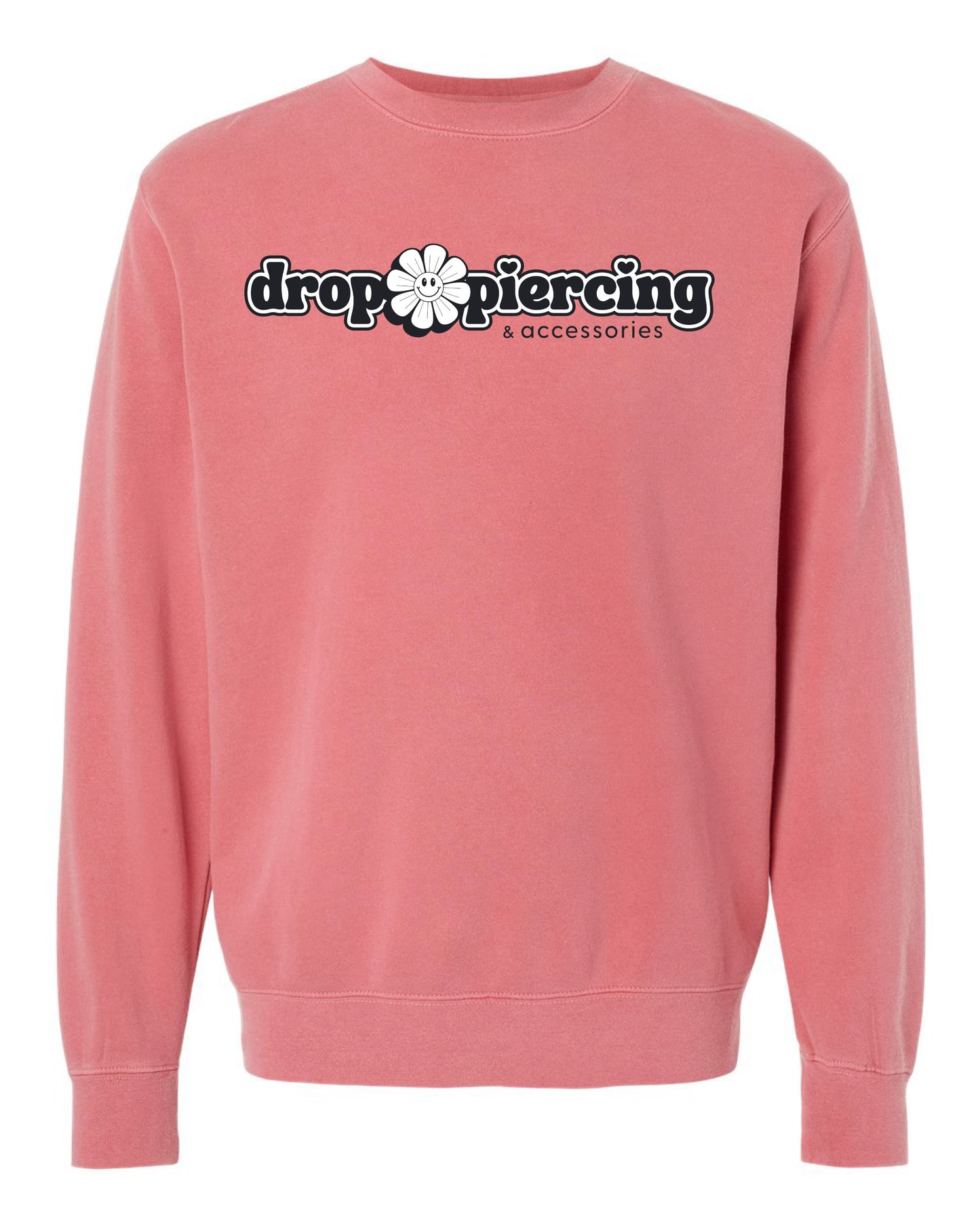 Drop Piercing - Listen, Life is Hard, Get Yourself a Silly Little Piercing (Black & White Design) - Pigment Crewneck