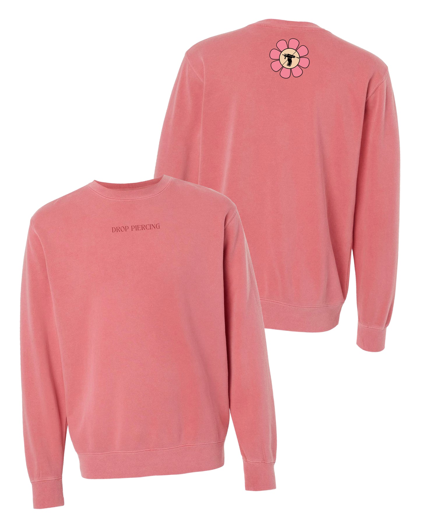 Embroidered Drop Piercing - Flower Gun - Pigment Crewneck