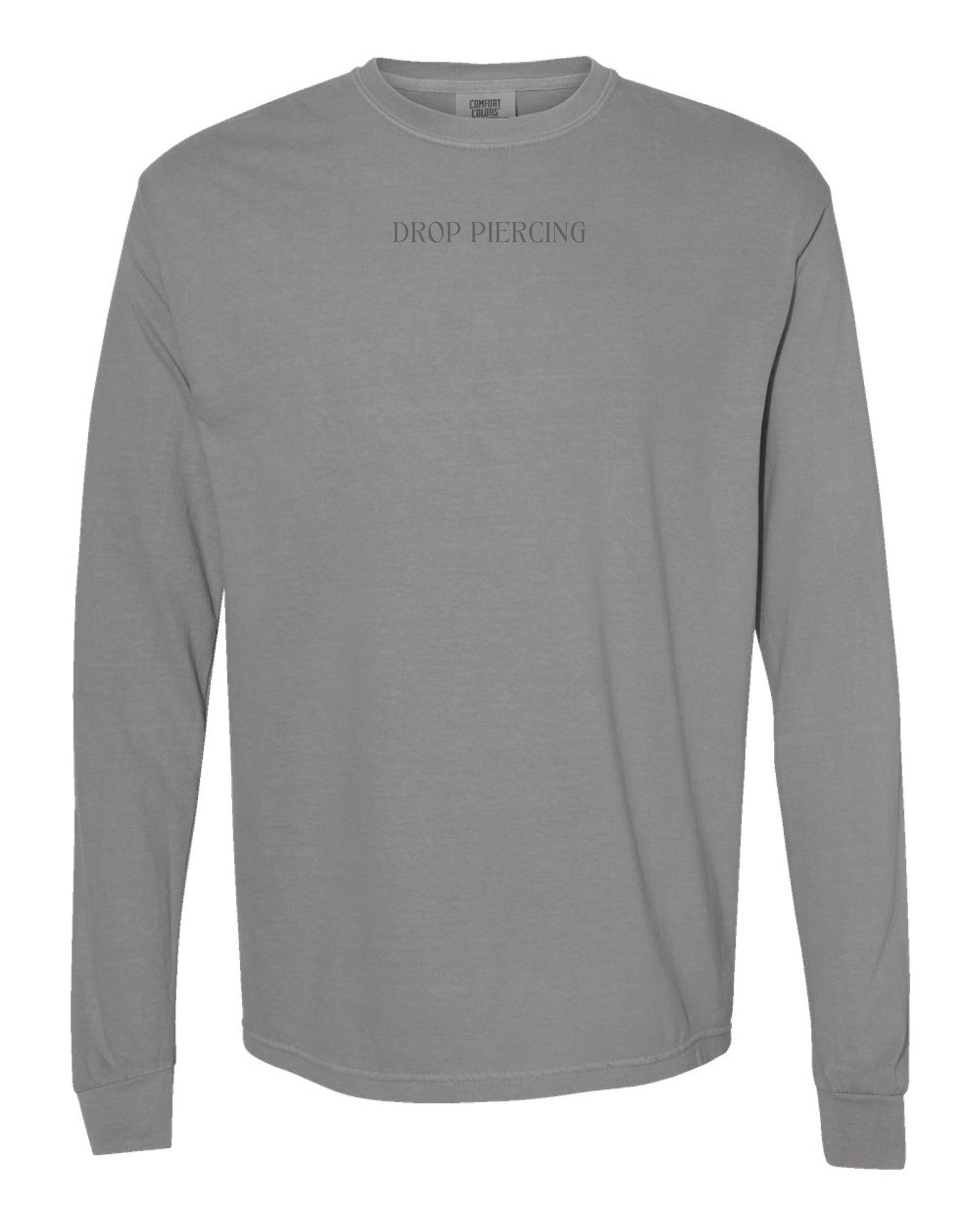Embroidered Drop Piercing - Flower Gun - Long Sleeve Comfort Colors Tee