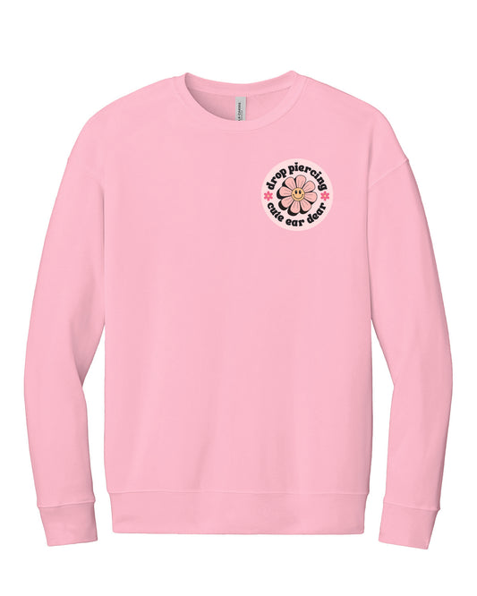Drop Piercing - Printed - Circle Pocket Logo and 'Drop Piercing' Back - BELLA+CANVAS® Sponge Fleece Sweatshirt BC3945