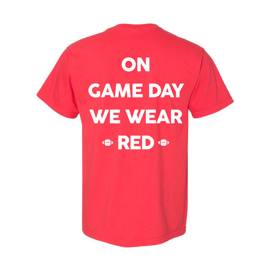 Shelley Russets - On Game Day We Wear Red - Paprika Comfort Colors Tee