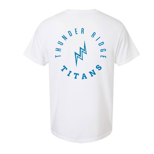 Thunder Ridge Football - Lightning Bolt Circle - White Comfort Colors Tee