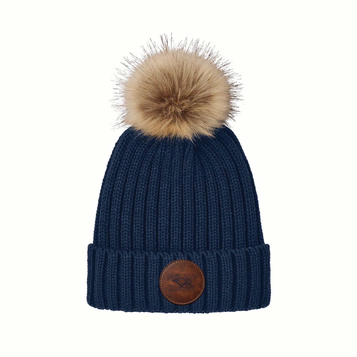 IFYHA - Leather Patch - C990 Port Authority - Faux Fur Pom Beanie