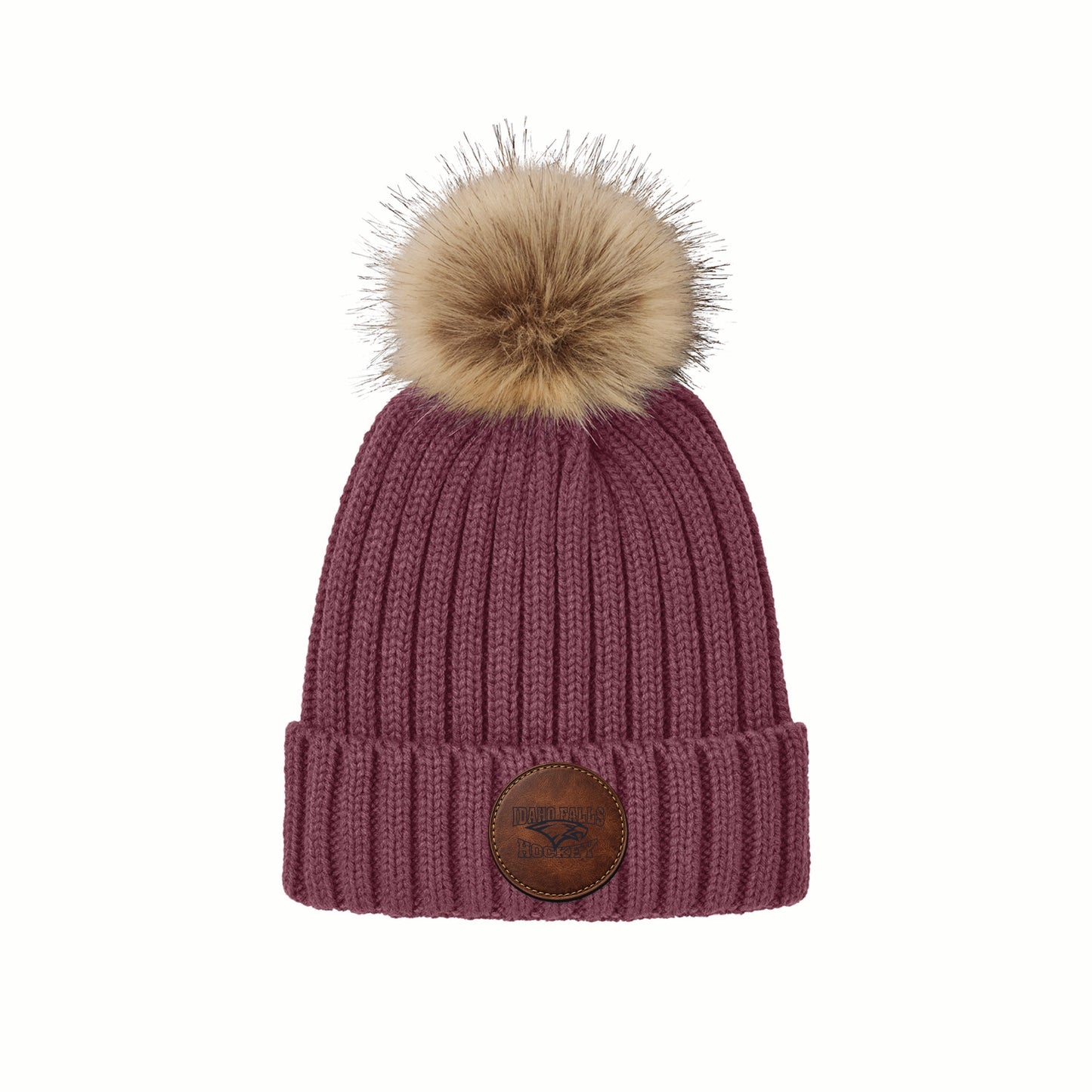 IFYHA - Leather Patch - C990 Port Authority - Faux Fur Pom Beanie
