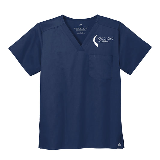 Idaho Falls Community Hospital - Standard Scrubs Unisex WorkFlex Chest Pocket V-neck Top