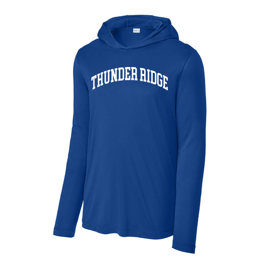 Thunder Ridge Football - Block Thunder Ridge Arch - True Royal Sun Shirt w/ Hoodie & Long Sleeves