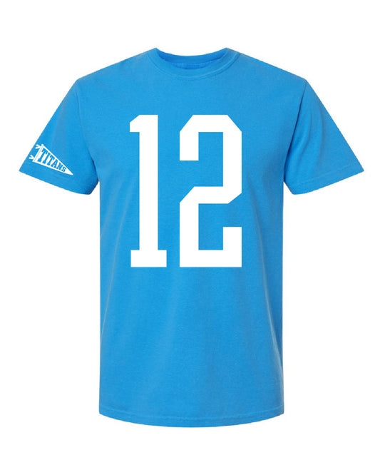 Thunder High School x VAST Apparel - Comfort Colors Tee - Custom Number Front - Titans Pennant Flag Sleeve