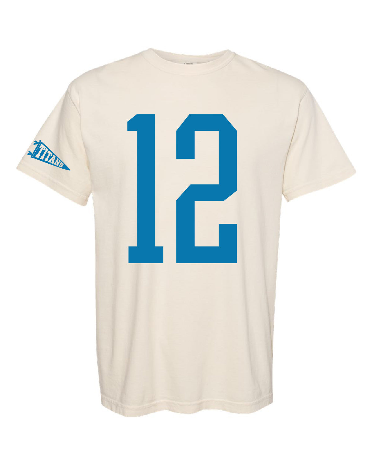 Thunder High School x VAST Apparel - Comfort Colors Tee - Custom Number Front - Titans Pennant Flag Sleeve