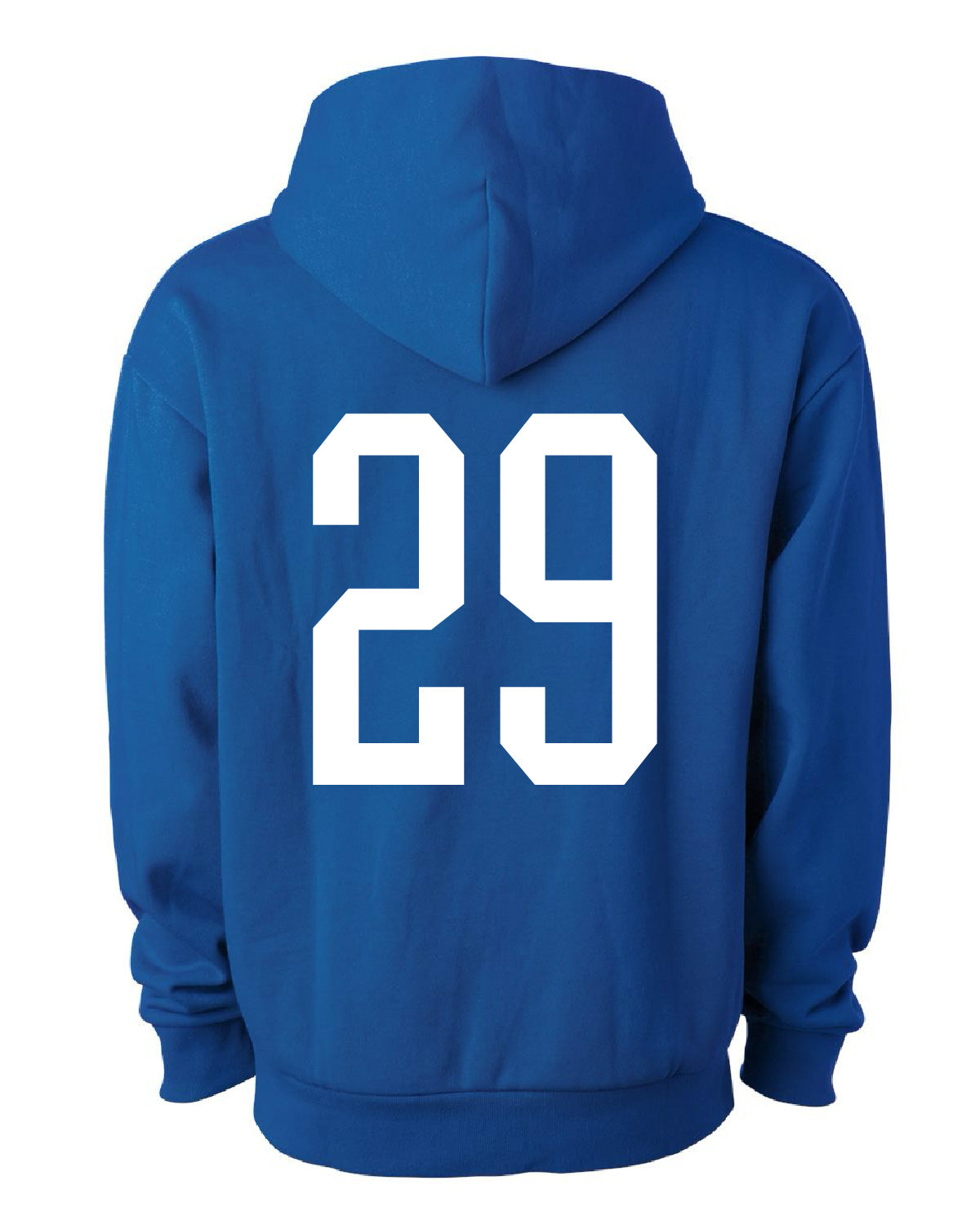 Thunder High School x VAST Apparel - Independent IND330BLV - Royal Hoodie w/ Titans (Cursive) - Custom Number (Back)