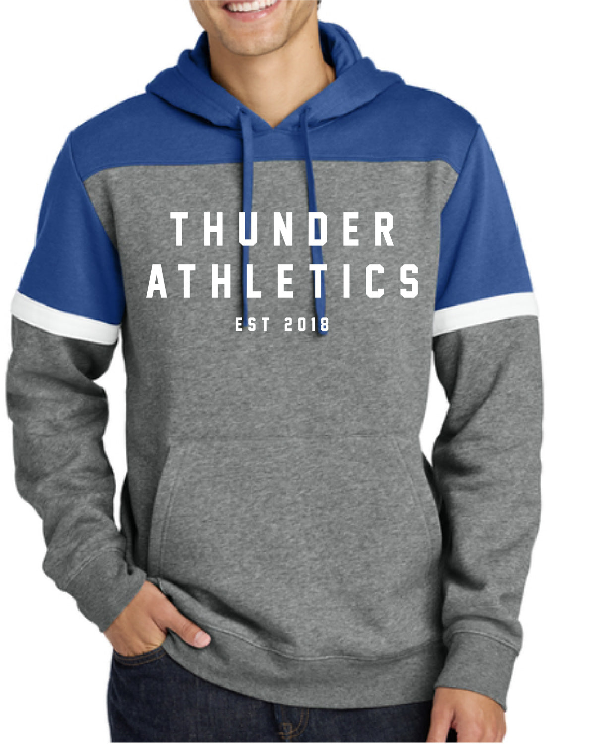Thunder High School x VAST Apparel - STF205 Sport Tek Colorblock True Royal Hoodie - Thunder Athletics