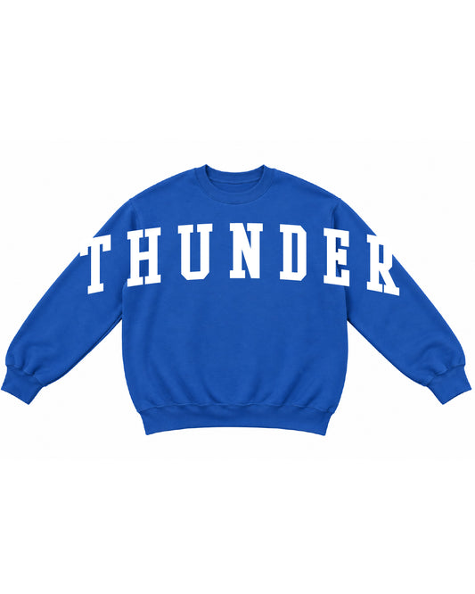 Thunder High School x VAST Apparel - Basic Fleece Crewneck - Oversized  T H U N D E R Front Print