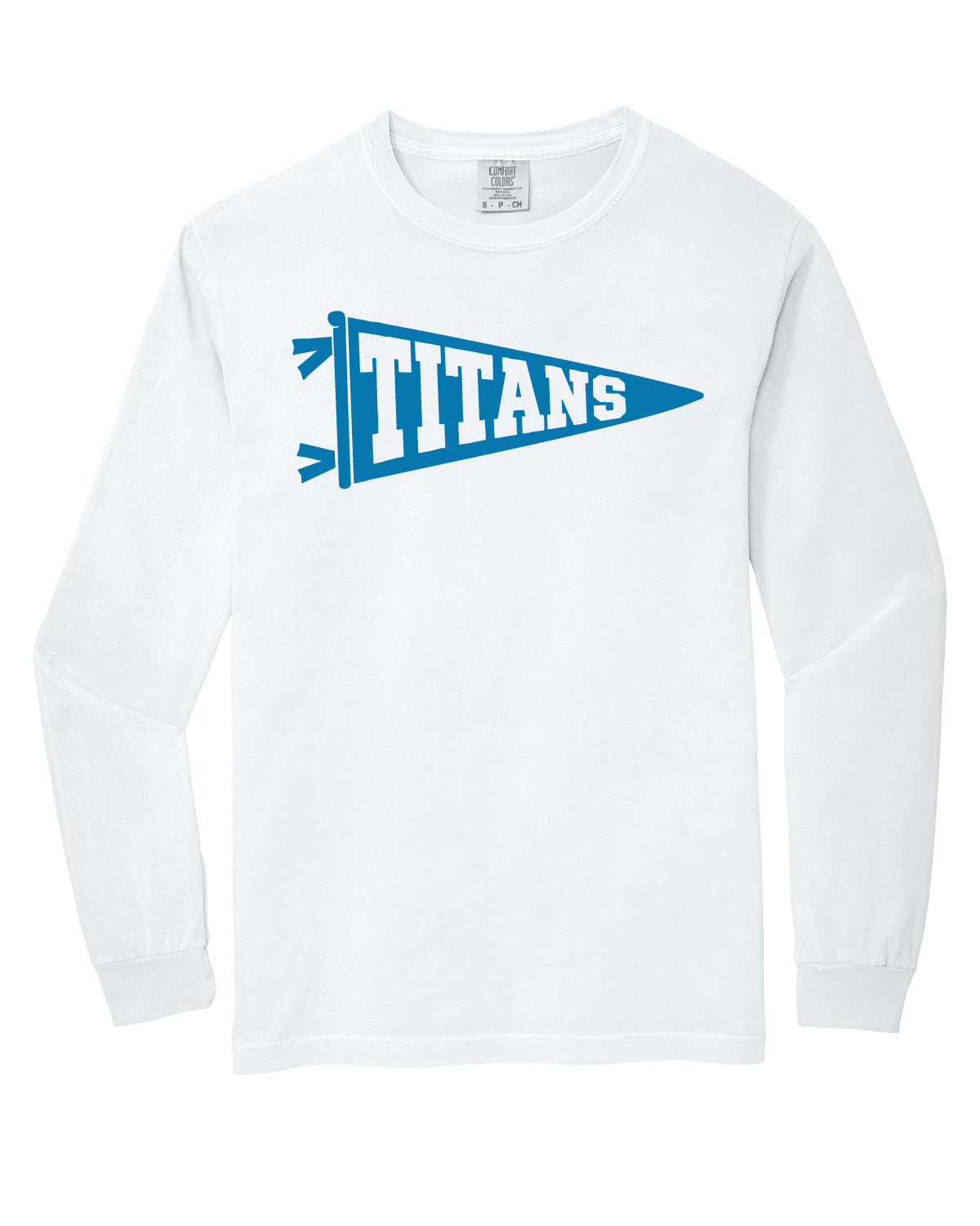 Thunder High School x VAST Apparel - Long Sleeve Comfort Colors Tee - Titans Pennant Flag - Full Size Print