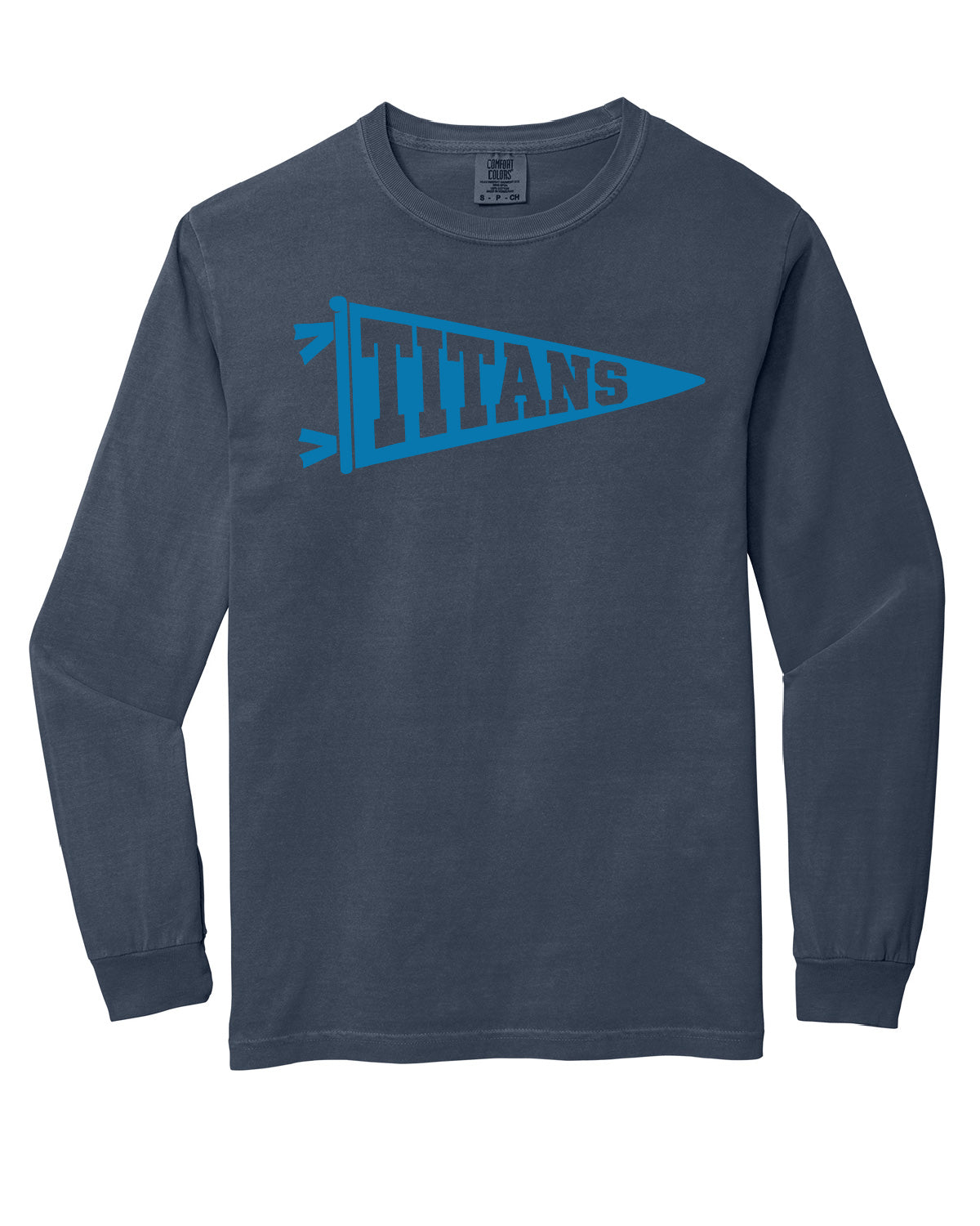 Thunder High School x VAST Apparel - Long Sleeve Comfort Colors Tee - Titans Pennant Flag - Full Size Print