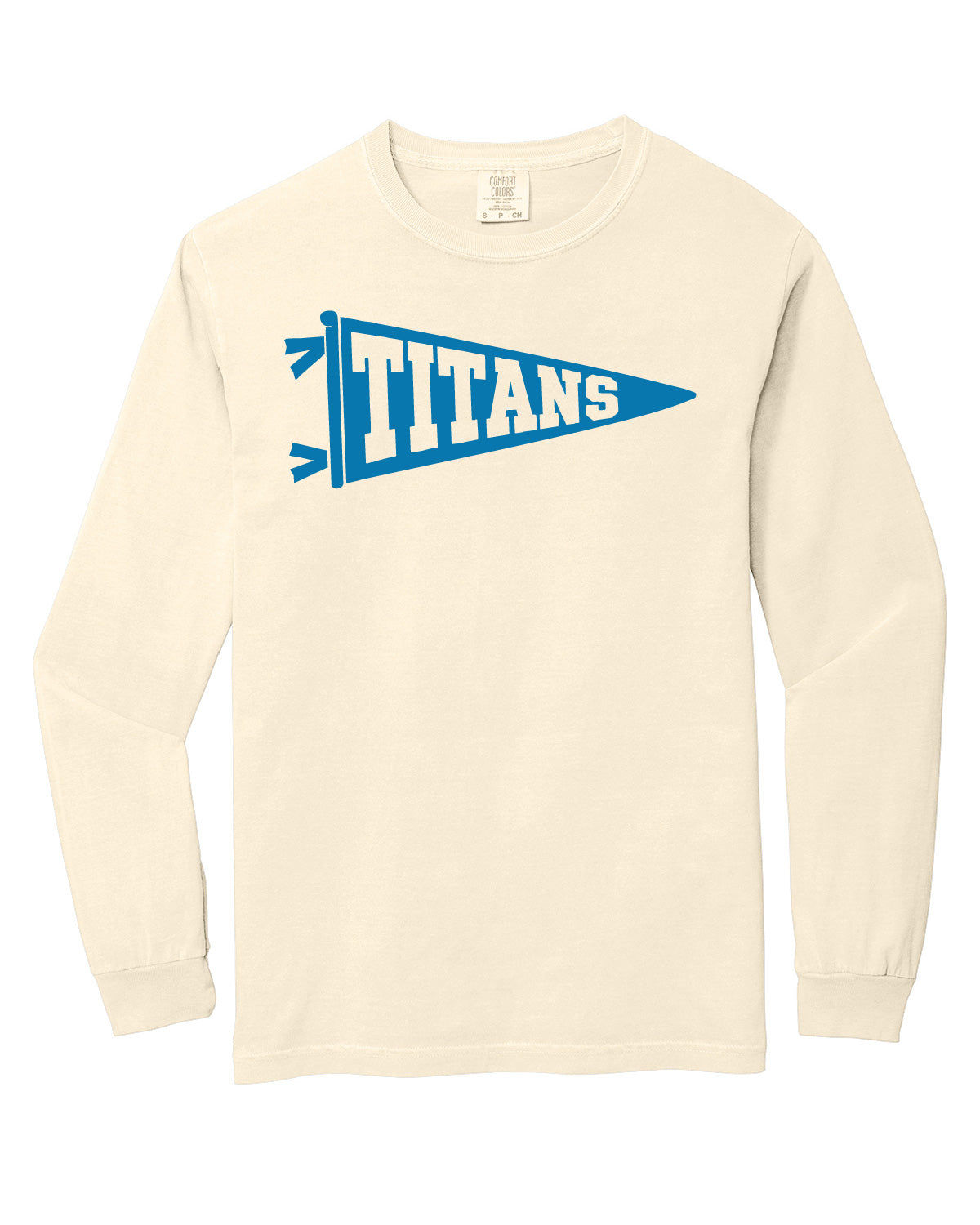 Thunder High School x VAST Apparel - Long Sleeve Comfort Colors Tee - Titans Pennant Flag - Full Size Print