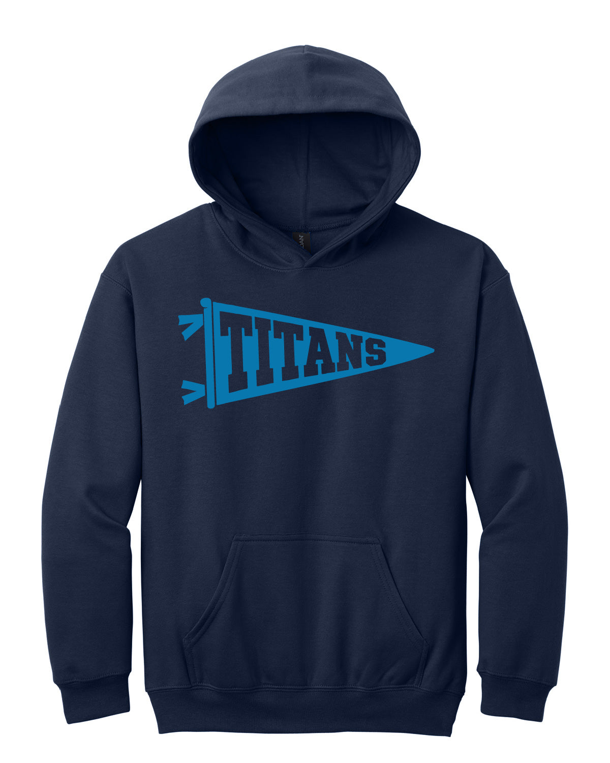 Thunder High School x VAST Apparel - Youth Gildan Hoodie - Titans Pennant Flag - Full Size Print