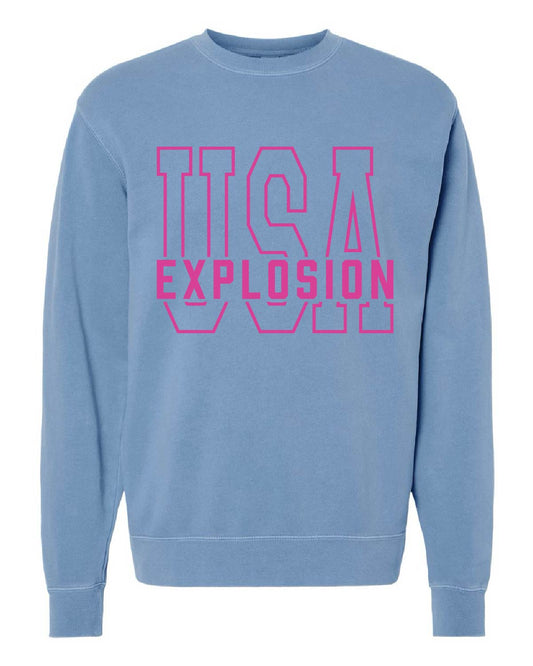 USA Explosion Softball - Pigment Crewneck - USA Outline - PRM3500