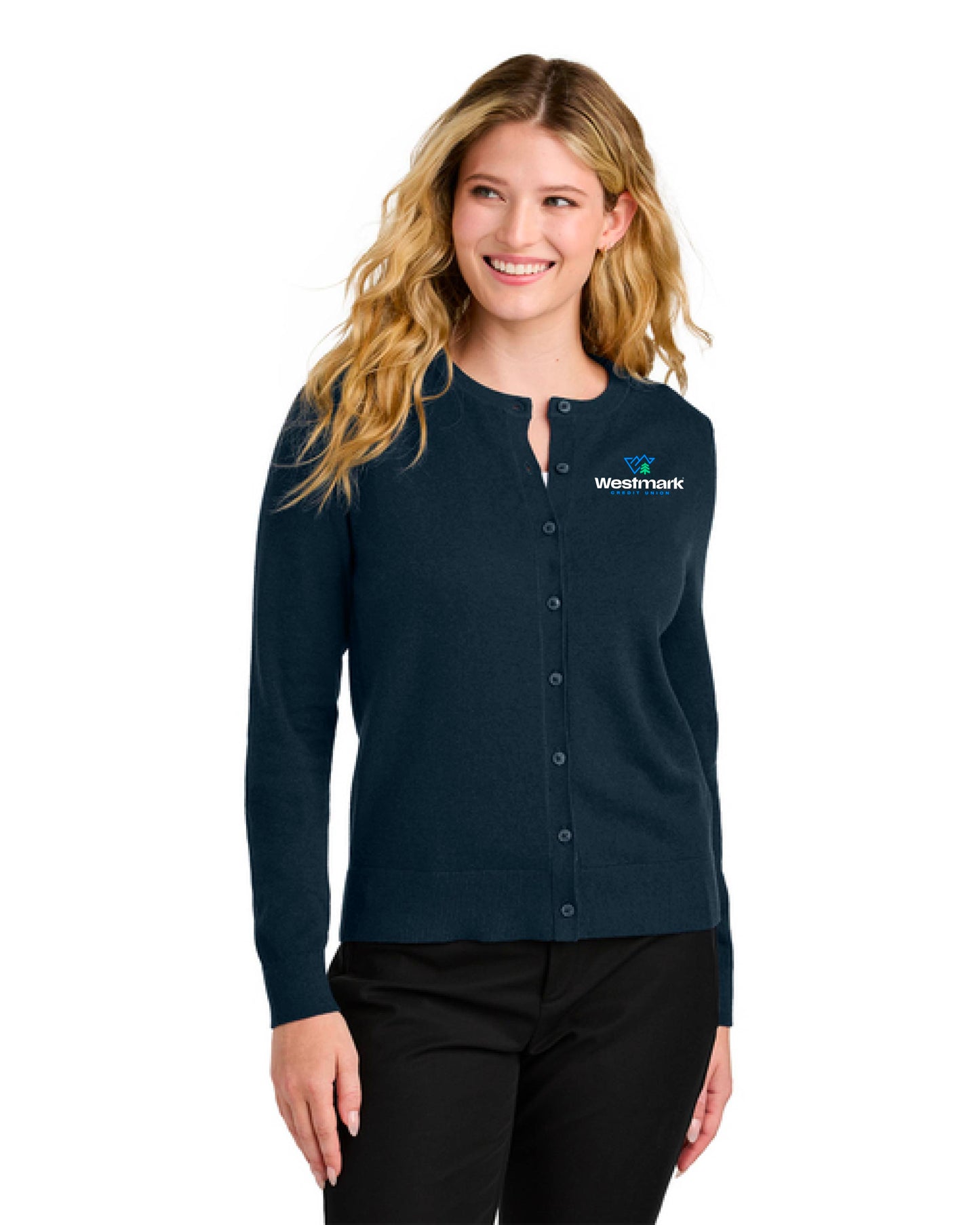Westmark Credit Union - Embroidered LSW2870 Port Authority® Women’s Easy Care Crewneck Cardigan Sweater