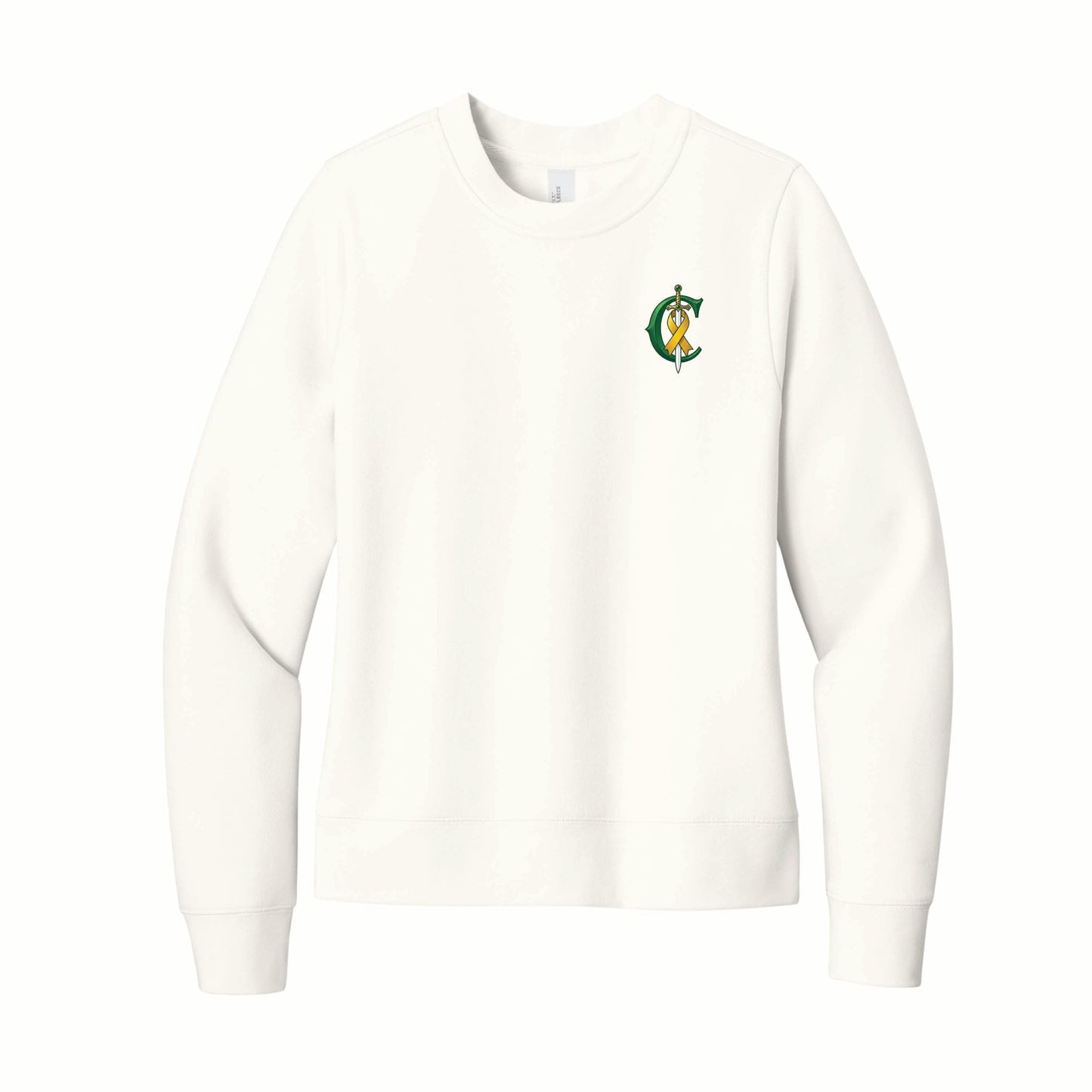 Caellum Conquers - District Women's Crewneck - DT6105 - Pocket Front & Back