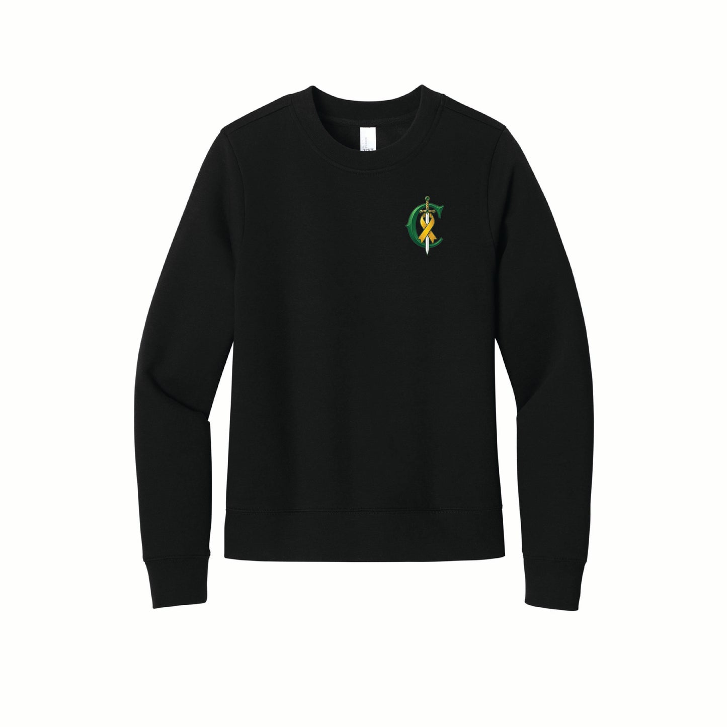 Caellum Conquers - District Women's Crewneck - DT6105 - Pocket Front & Back