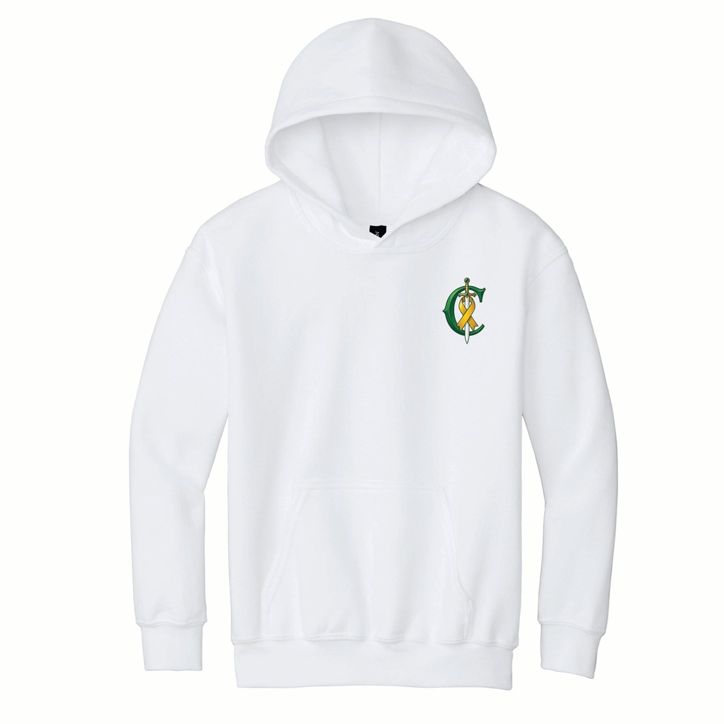 Calleum Conquers - Youth Gildan Basic Fleece Hoodie - 18500B - Pocket Front & Back